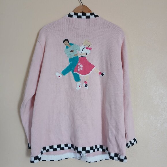 Vintage Storybook Knits 1950's Diner Sock Hop Cardigan Women's Large - Picture 6 of 10